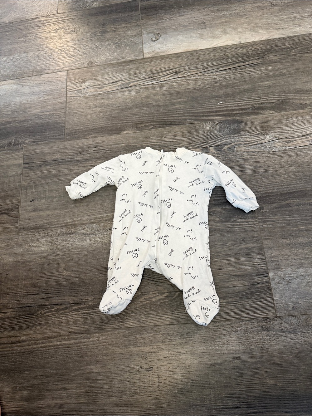 George Soft White Printed Footed Baby One-Piece